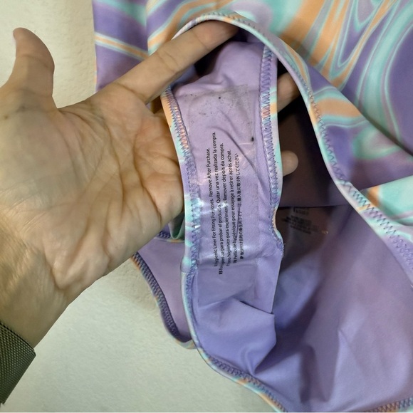 NWPT Forever 21 Purple Slick One Piece Plunge V Neck Swim Suit Bathing Suit - Picture 4 of 8